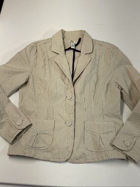 Bass Cream and Brown Striped Women's Blazer
